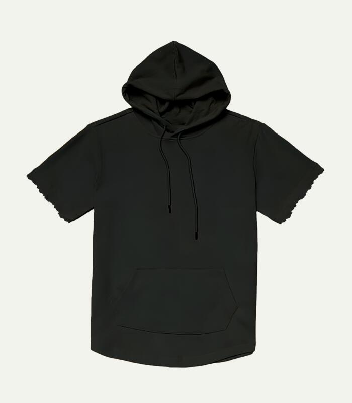 Hoodie Manga Corta Unisex: Gorro y Bolsa Miniatura